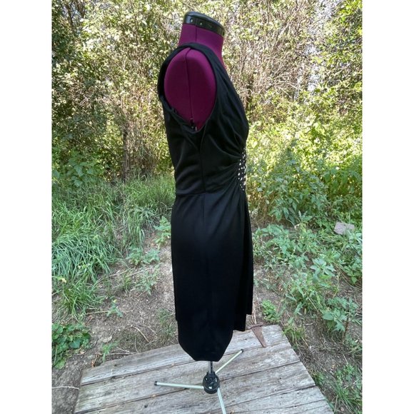 Vintage 1970s Slinky Black Dress With Glass Rhinestones S/M - Picture 7 of 16